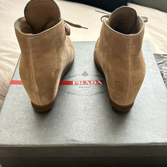 Prada suede wedged ankle booties - Picture 3 of 5